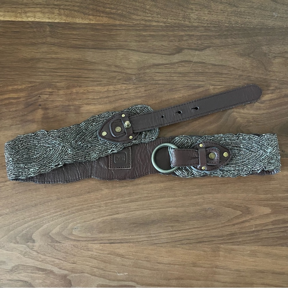 Anthropologie Jasper & Jeera Beaded Leather Belt